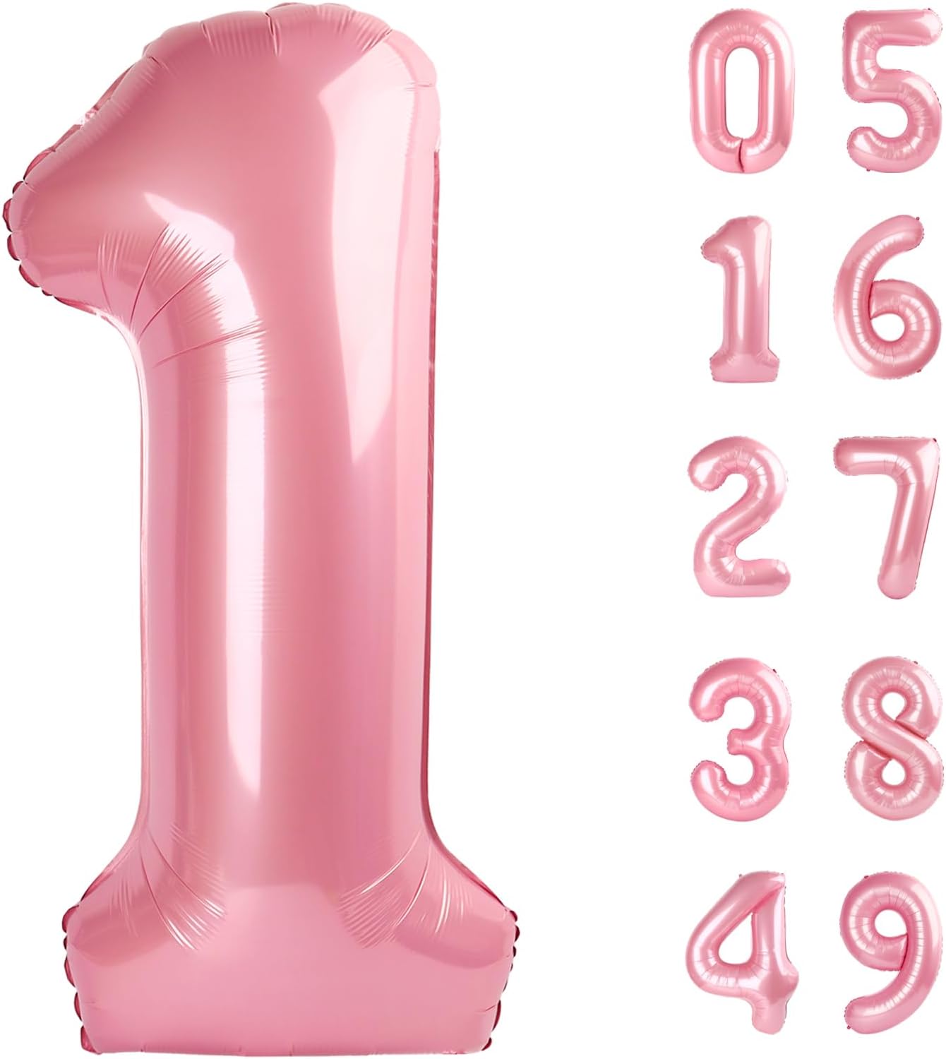 Pearlescent Pink Number 1 Balloon 40 inch, Number 1 Birthday Balloon for Boy Girl, Pearl Pink One Balloon for 1st 10 11 12 16 18 Birthday Party, Anniversary Celebration Number Balloons Decorations