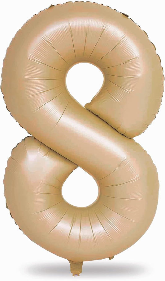 40 Inch Balloon Number 8 Nude, Large Apricot Foil Number Balloons Set 0-9, Neutral Digital 8 Helium Balloons for Girls Boys Men Women 8th 18th 80th Birthday Anniversary Graduation Party Decoration