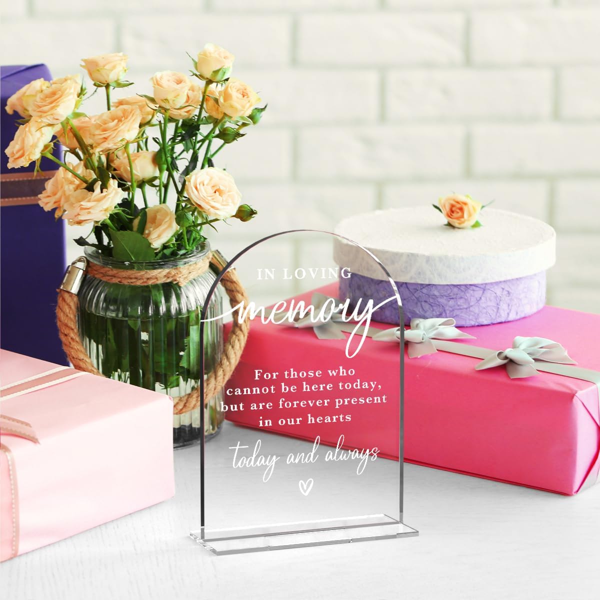In Loving Memory Acrylic Wedding Sign Memory Table Sign for Wedding Wedding Signs for Ceremony Modern Calligraphy Arch Acrylic Table Top Sign for Wedding Reception and Event Party Table