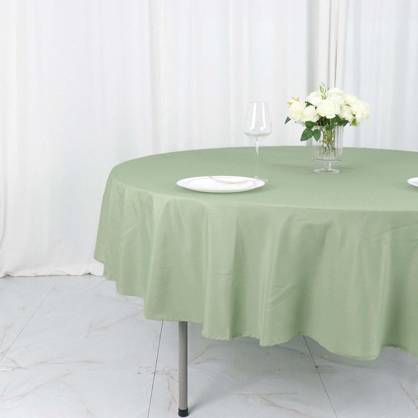 Efavormart Round Tablecloth, 90 Inch Stain & Wrinkle Resistant Washable Table Cloth, Decorative Polyester Fabric Table Cover for Banquet, Wedding, Dining- Sage Green