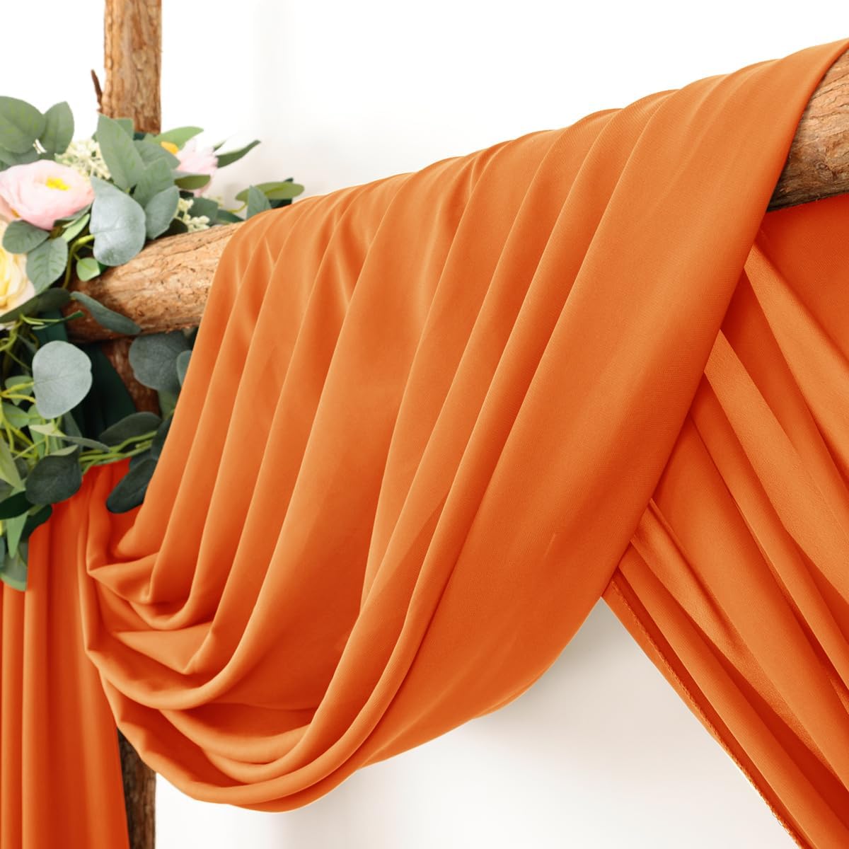 Wedding Arch Draping Fabric 2 Panels 30'' x 18FT Orange Sheer Chiffon Arch Drapery for Photo Booth Bridal Shower Baby Shower Church Decor Newborn Photography Christening Outdoor Party