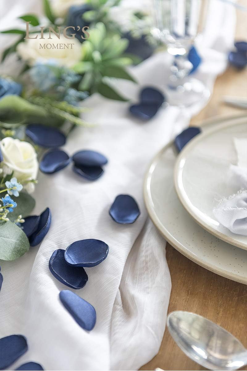 Ling's Moment Rose Petals, Silk Flower Petals for Wedding/Aisle/Flower Girl Baskets/Table Centerpiece Décor,etc.Navy Blue 200pcs