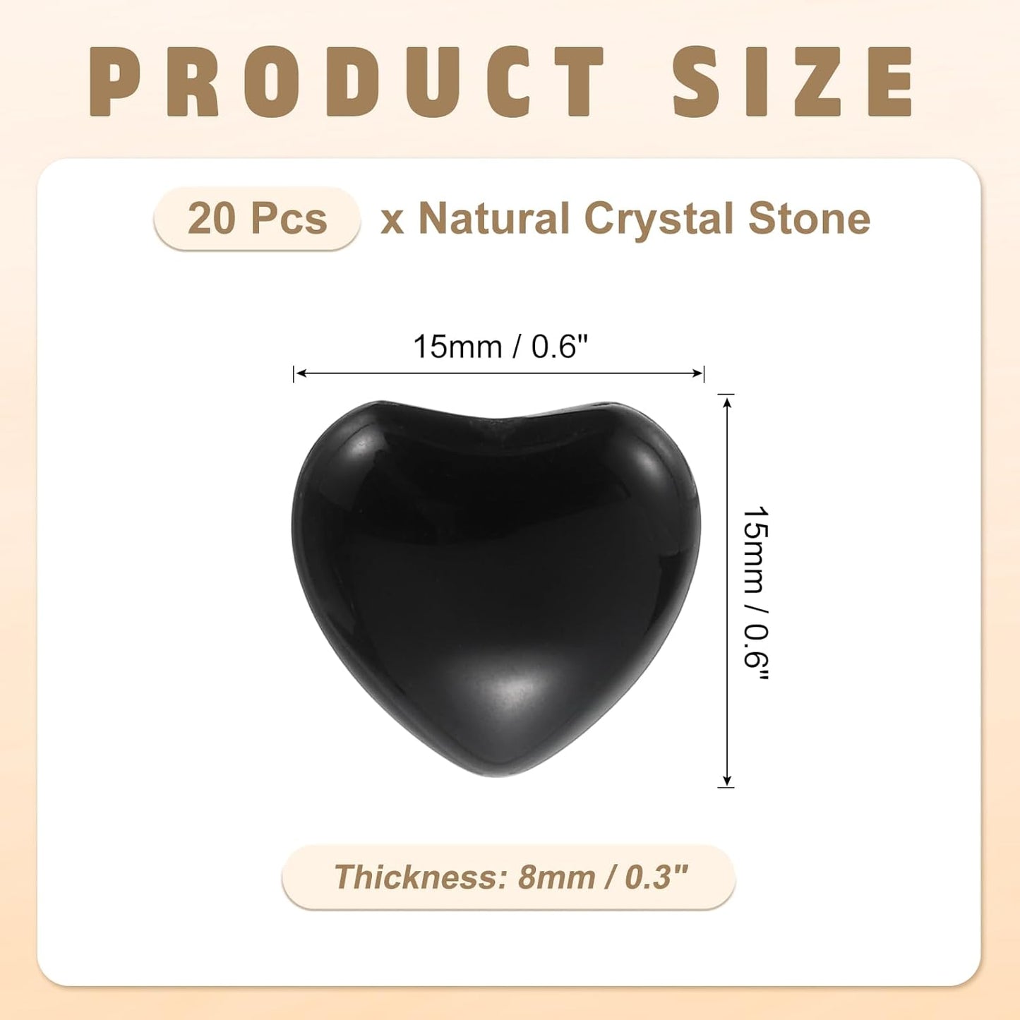 PATIKIL 20 Pcs Natural Heart Shaped Crystal Stone, 0.6 Inch Mini Polished Love Gemstone Crystal, Pocket Rock Engraved Worry Stones for Women Gifts Meditation, Black