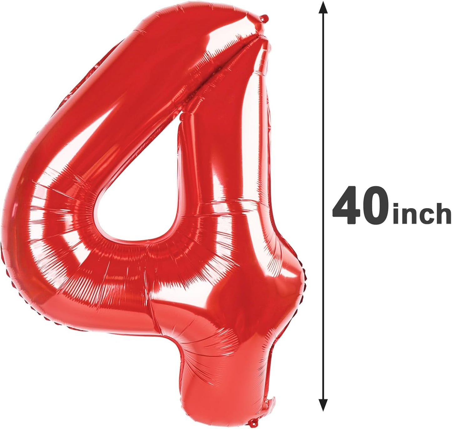 Number Balloon 40 Inch Red 4 Balloon, Red Large Numbers 4 Four Balloon Decor, 4 14 24 34 40 44 48 New Years Balloons Birthday Party Supplies