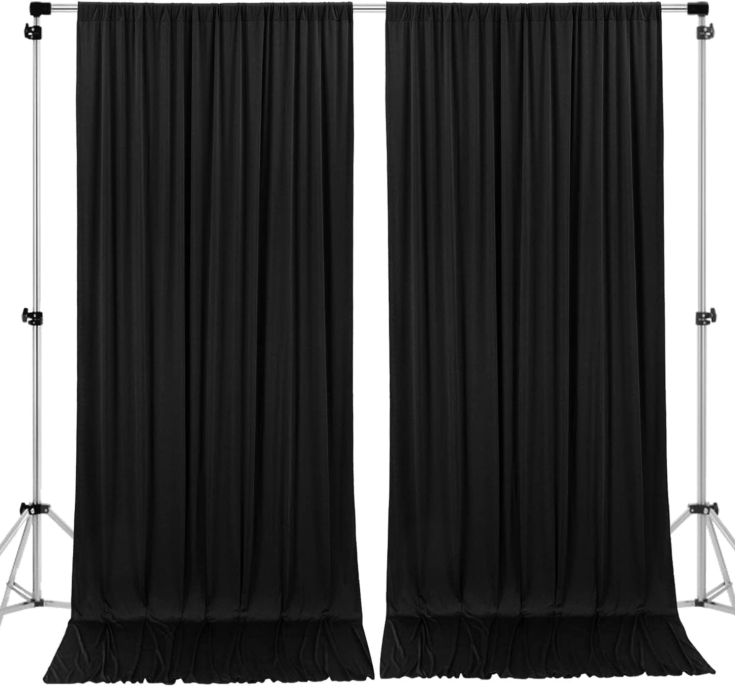 AK TRADING CO. 10 feet Wide x 12 feet Long Polyester Backdrop Drapes Curtains Panels with Rod Pockets - Wedding Ceremony Party Home Window Decorations - (Black)