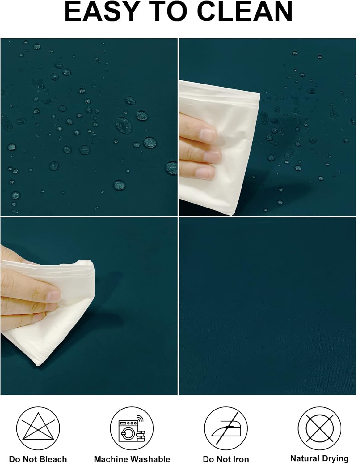 Fokitut 2 Pack Waterproof Round Tablecloth, 120 Inch, Stain Resistant and Wrinkle Polyester Table Cloth, Fabric Table Cover for Kitchen Dining, Wedding, Party, Holiday Dinner-Peacock Blue