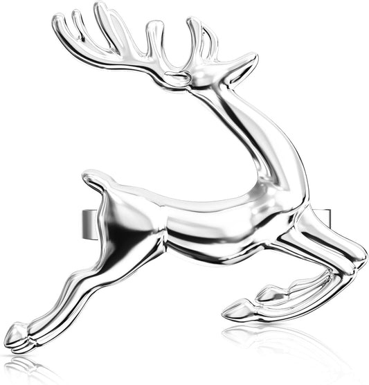 ZeeDix Silver Reindeer Christmas Napkin Rings Set of 8, Napkin Holder Ring for Christmas Dinner Table Decor Cloth Napkins, Wedding Receptions, Holiday Party, Banquet and Home Kitchen