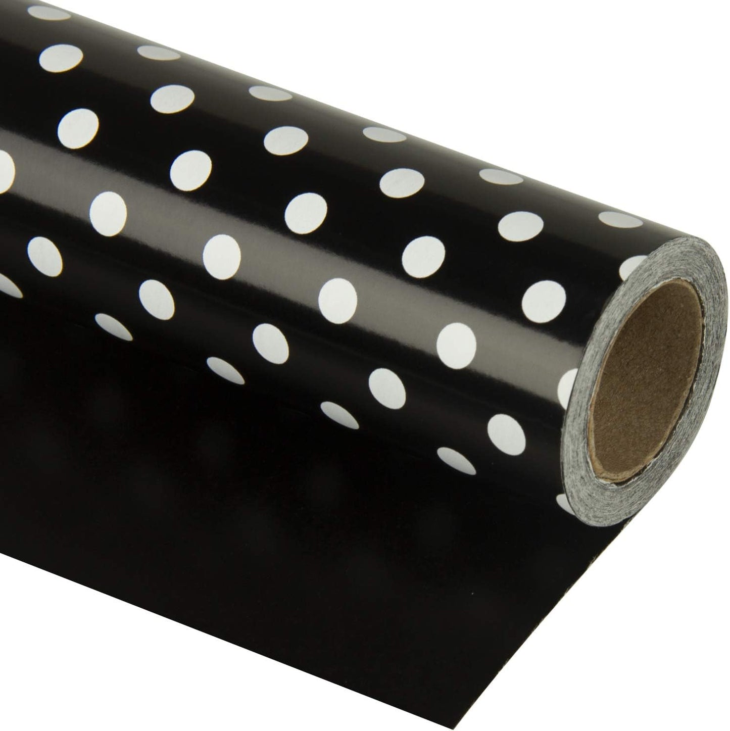 WRAPAHOLIC Reversible Wrapping Paper - Mini Roll - 17 Inch X 33 Feet - Black and Polka Dot Design for Birthday, Holiday, Wedding, Baby Shower