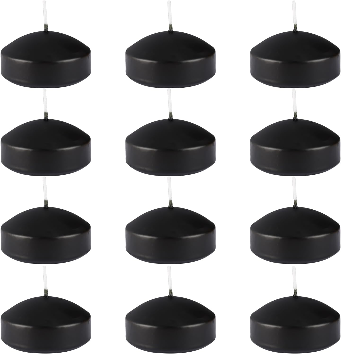 Black 3-Inch Floating Candles - Set of 12 Long-Lasting, Waterproof, Wind-Resistant, Perfect for Halloween Decorations, Outdoor Pools & Parties, Holiday Decorations