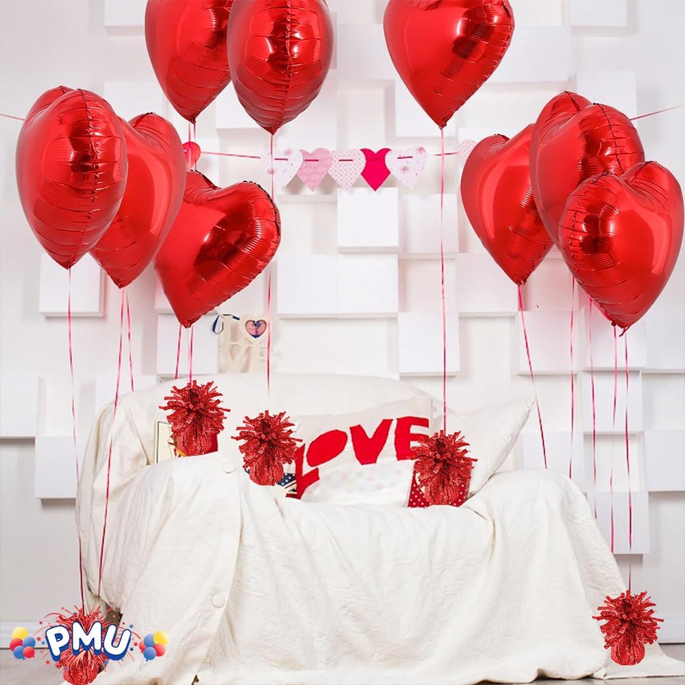 PMU 6 Pcs Kisses Balloon Weights - Decorative Balloon Weight for Christmas, Thanksgiving, Birthday, Party Favors, Wedding & Baby Shower - 6oz. Red, Pkg/6