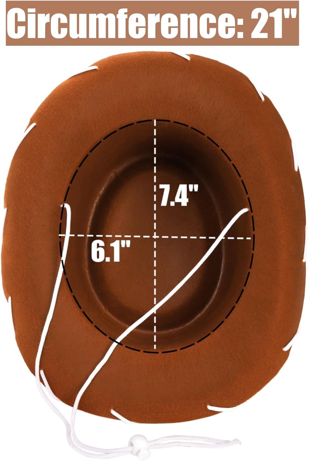 Peohud 4 Pack Felt Cowboy Hat, Small Western Cowgirl Hat, Wide Brim Cowboy Hat with Neck Drawstring, Cosplay Costume Accessories for Halloween Dress Up Party Brown