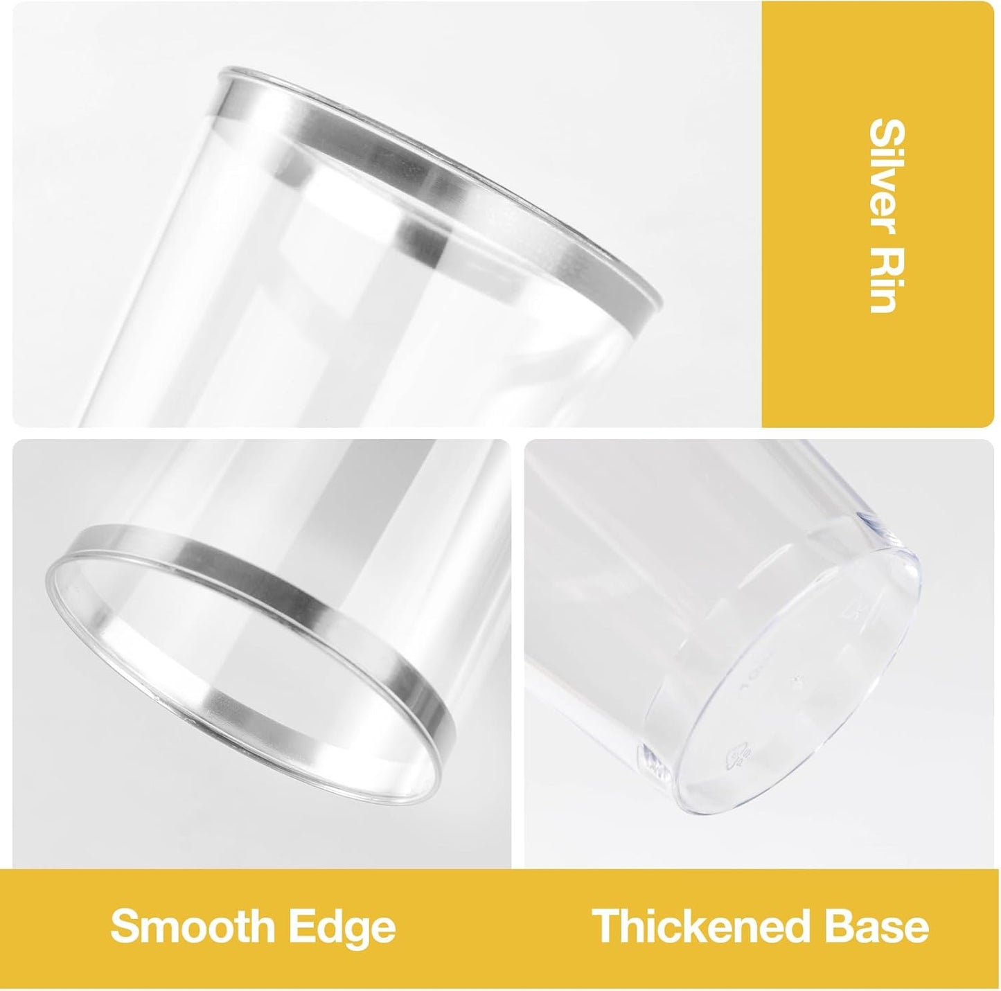 Goodluck 100PCS 12oz Silver Plastic Cups for Party, Disposable Silver Cups, Plastic Cocktail Glasses for Wedding Thanksgiving, Christmas, and Parties