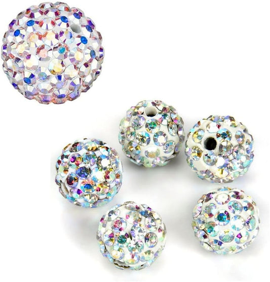 25pcs Adabele Grade A Suncatcher Crystal Rhinestone Pave Loose Beads 6mm Clear AB Polymer Clay Disco Ball Spacers Compatible with Shamballa All Craft Jewelry Making DB6-2