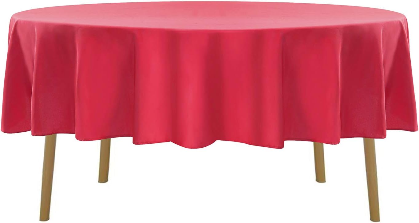 90 inch Round Tablecloth Washable Polyester Table Cloth Decorative Table Cover for Wedding Party Dining Banquet（90 inch,Red）