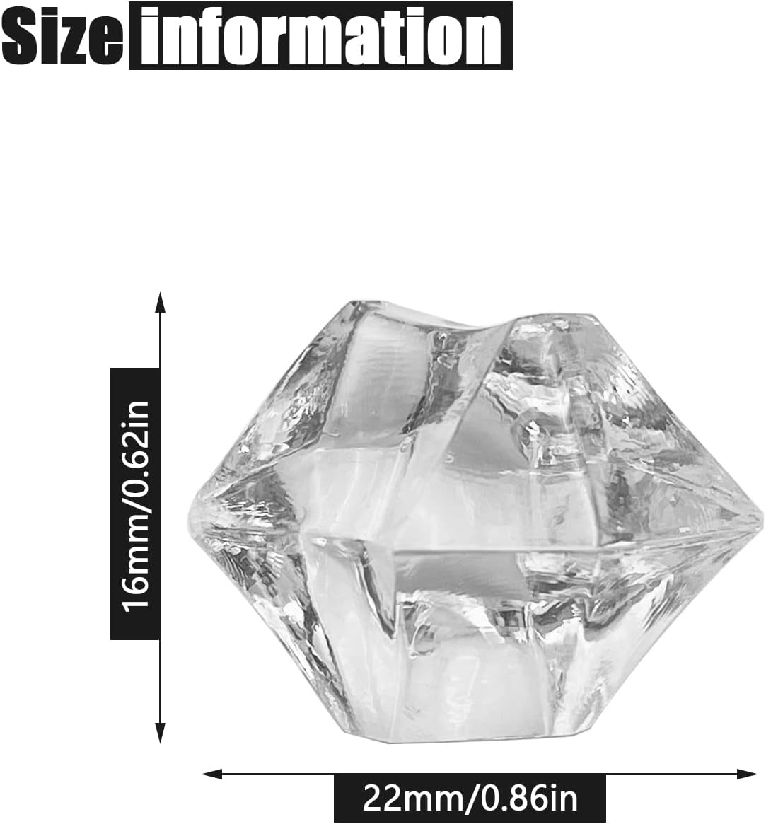 Fake Crushed Ice Cubes, Vase Fillers, 150 pcs 16*22 mm Fake crushed Ice Cubes Artificial Acrylic Crystal Rocks Diamonds for Vase Fillers, Party Favor, Wedding Decoration (0.86*0.62inch,Clear)
