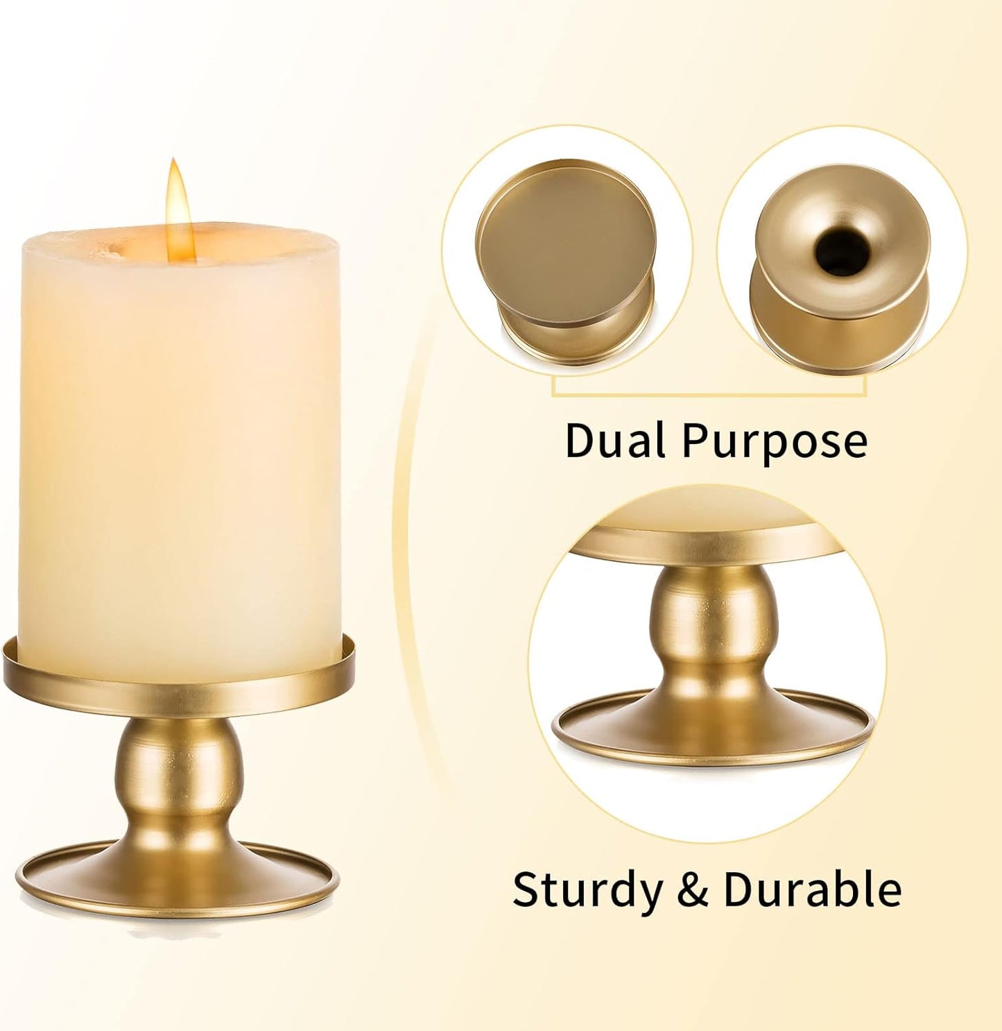 Candle Holders for Pillar Candles, Romadedi Gold Pillar & Taper Candle Holder, Small Metal Candle Stick Candle Holder for Wedding, Dining Room Table Centerpiece, Holiday Decor, 12 Pcs