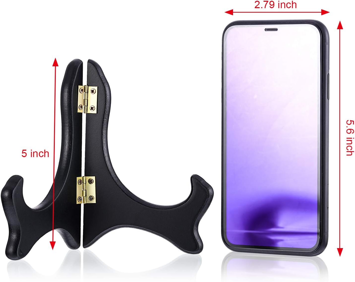 Tatuo 4 Pack Black Wooden Display Stand Plate Stands (5 Inch, Black)