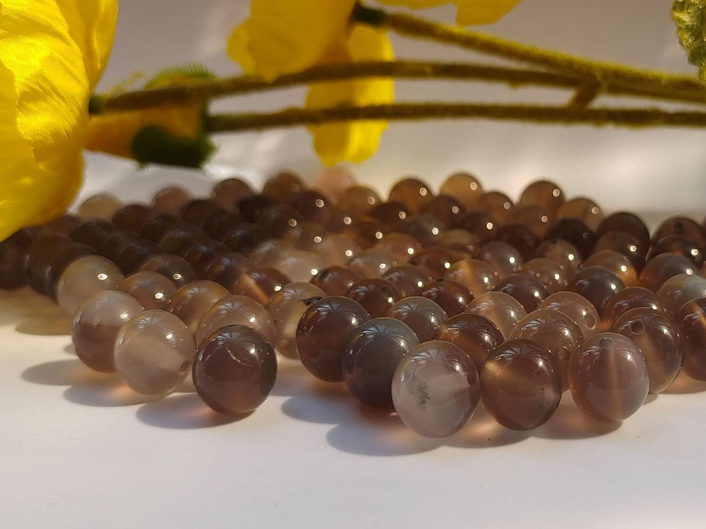 Stone Beads 8mm 100pcs Grey Agate Beads Round Loose Gemstones Beads for Bracelet Necklace Jewelry Making (8mm, 60820 Grey Agate)