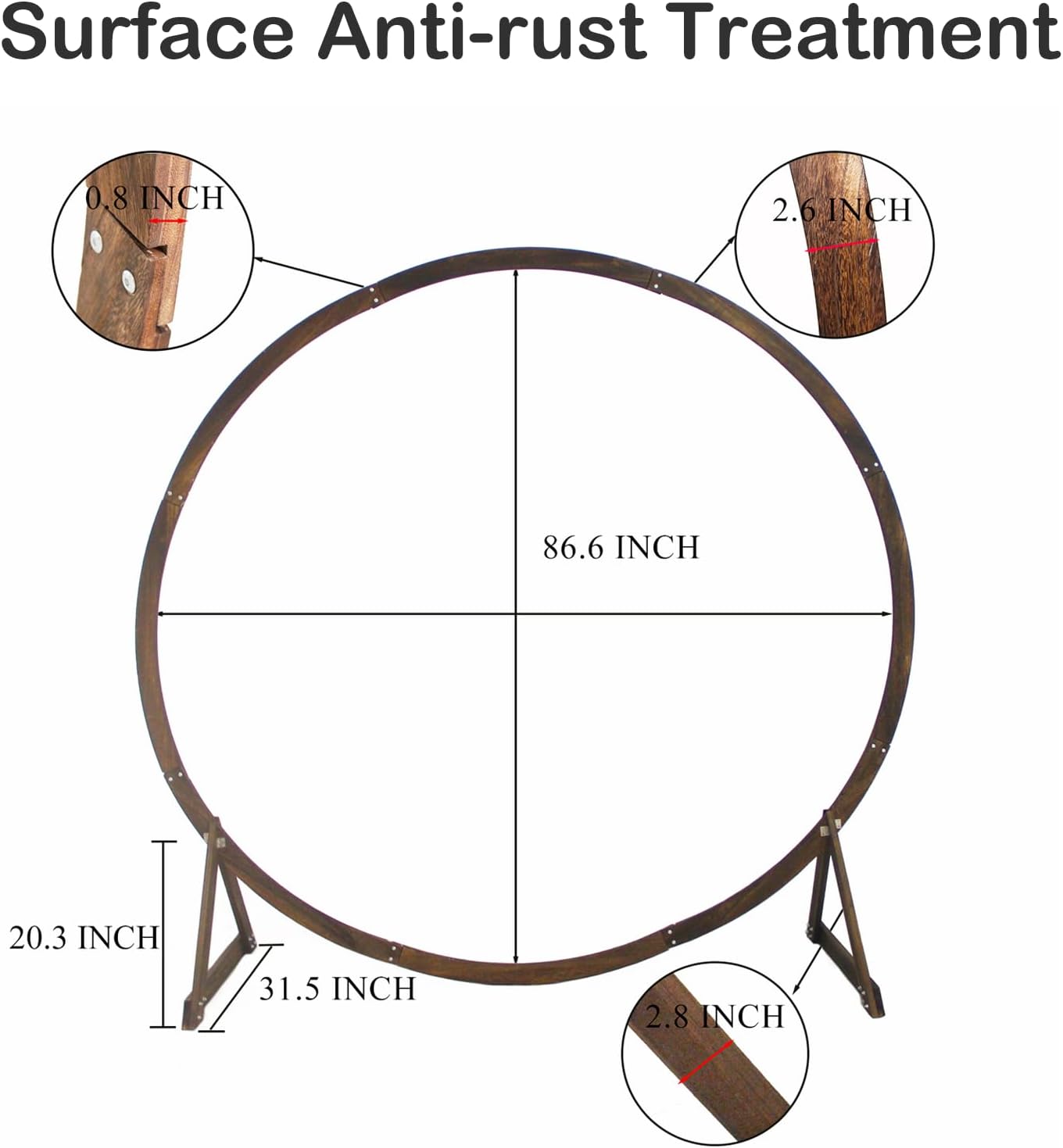 7.5FT Circle Wood Arch for Wedding Ceremony Arbor Backdrop Stand for Garden Wedding Parties