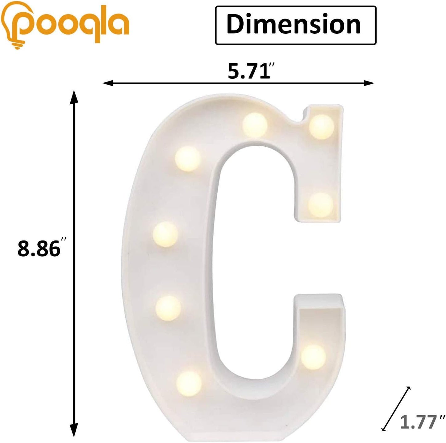 Pooqla LED Marquee Letter Lights Sign, Light Up Alphabet Letter for Home Party Wedding Decoration C