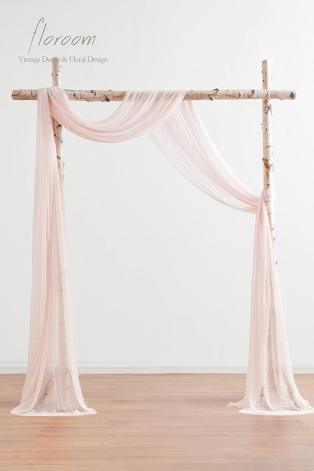 Floroom Wedding Arch Draping Fabric 2 Panels 20Ft Blush Chiffon Fabric Drapes Arbor Drapery Wedding Ceremony Reception Swag Decorations