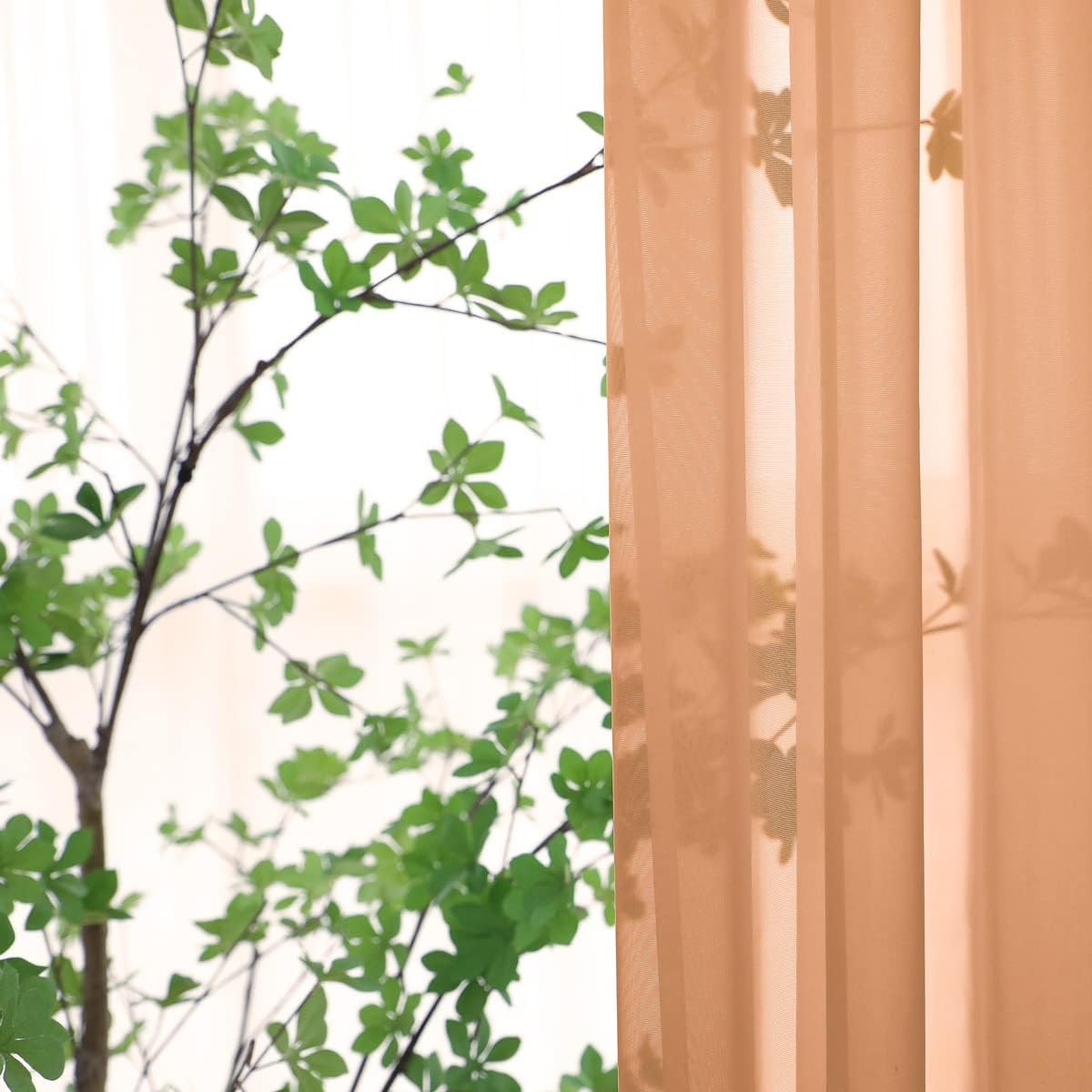 Window Brown Sheer Curtains 145 Inches Long 2 Panels Sheer Curtain Basic Rod Pocket Panel for Bedroom Children Living Room Yard Kitchen (Brown, 52" W x 145" L | 2 pcs)