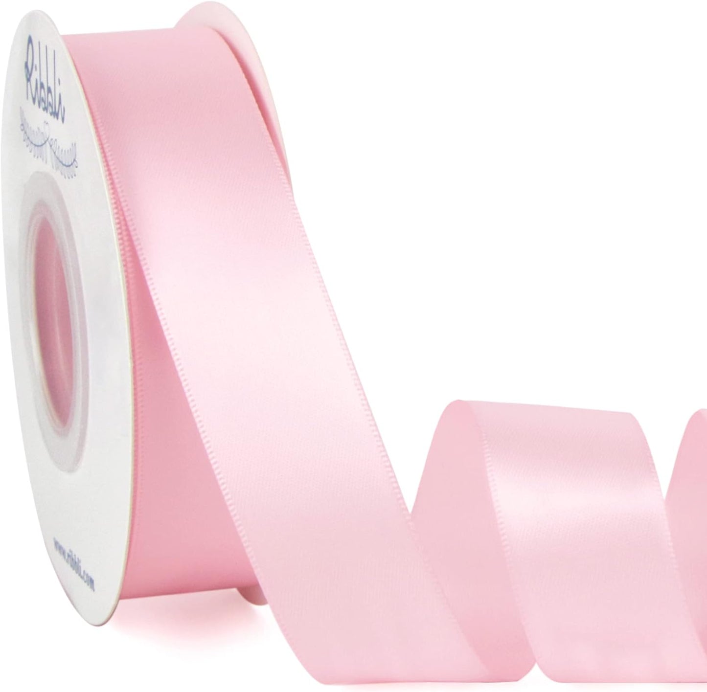 Ribbli Double Faced Light Pink Baby Pink Satin Ribbon,1” x Continuous 25 Yards,Use for Bows Bouquet,Gift Wrapping,Baby Shower,Floral Arrangement