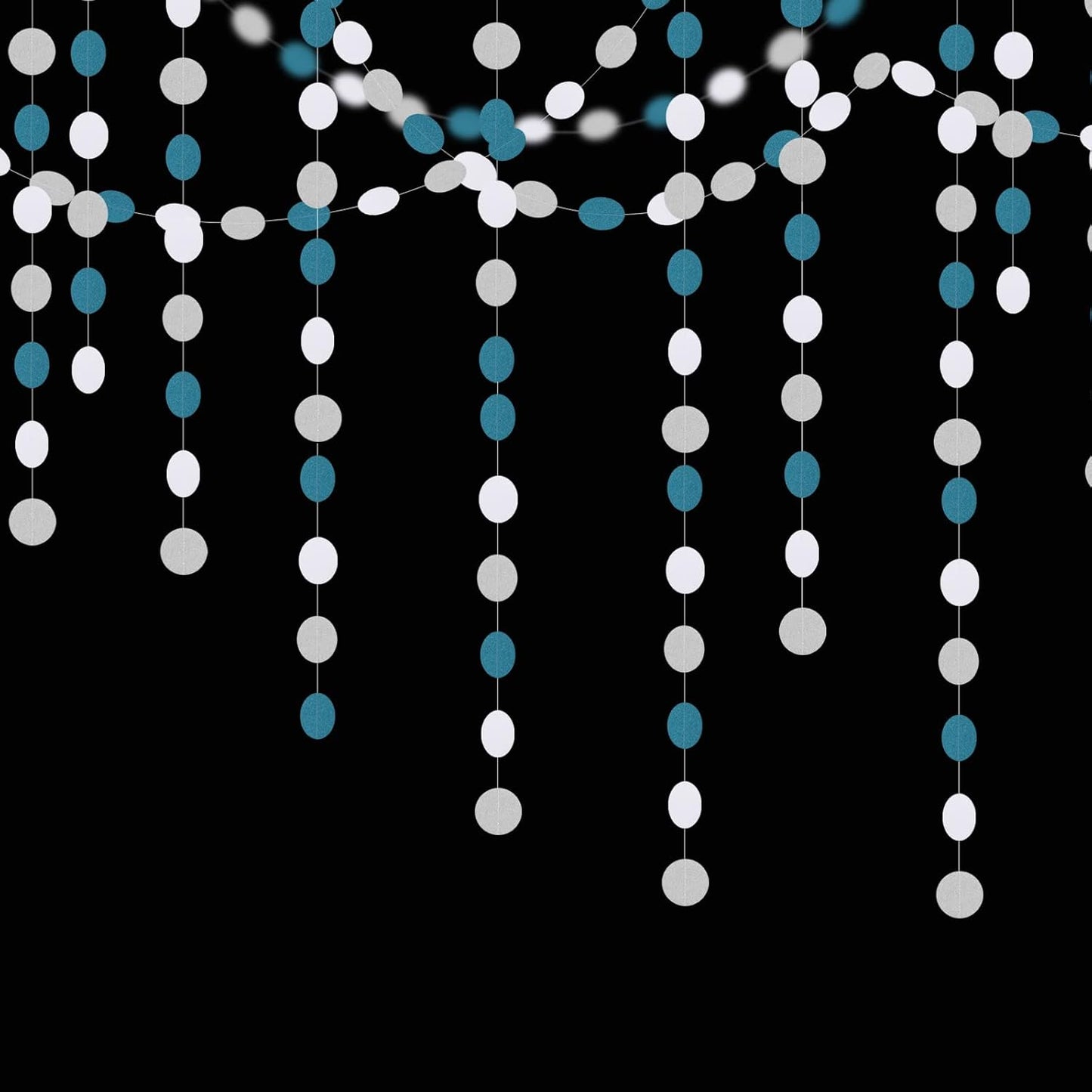 Teal-Turquoise White-Silver Party-Decorations Garland Streamers - 52Ft Woman Girl Frozen Birthday Paper Banner,Graduation Wedding Bachelorette Engagement Bridal Baby Shower Backdrop Decor Panduola