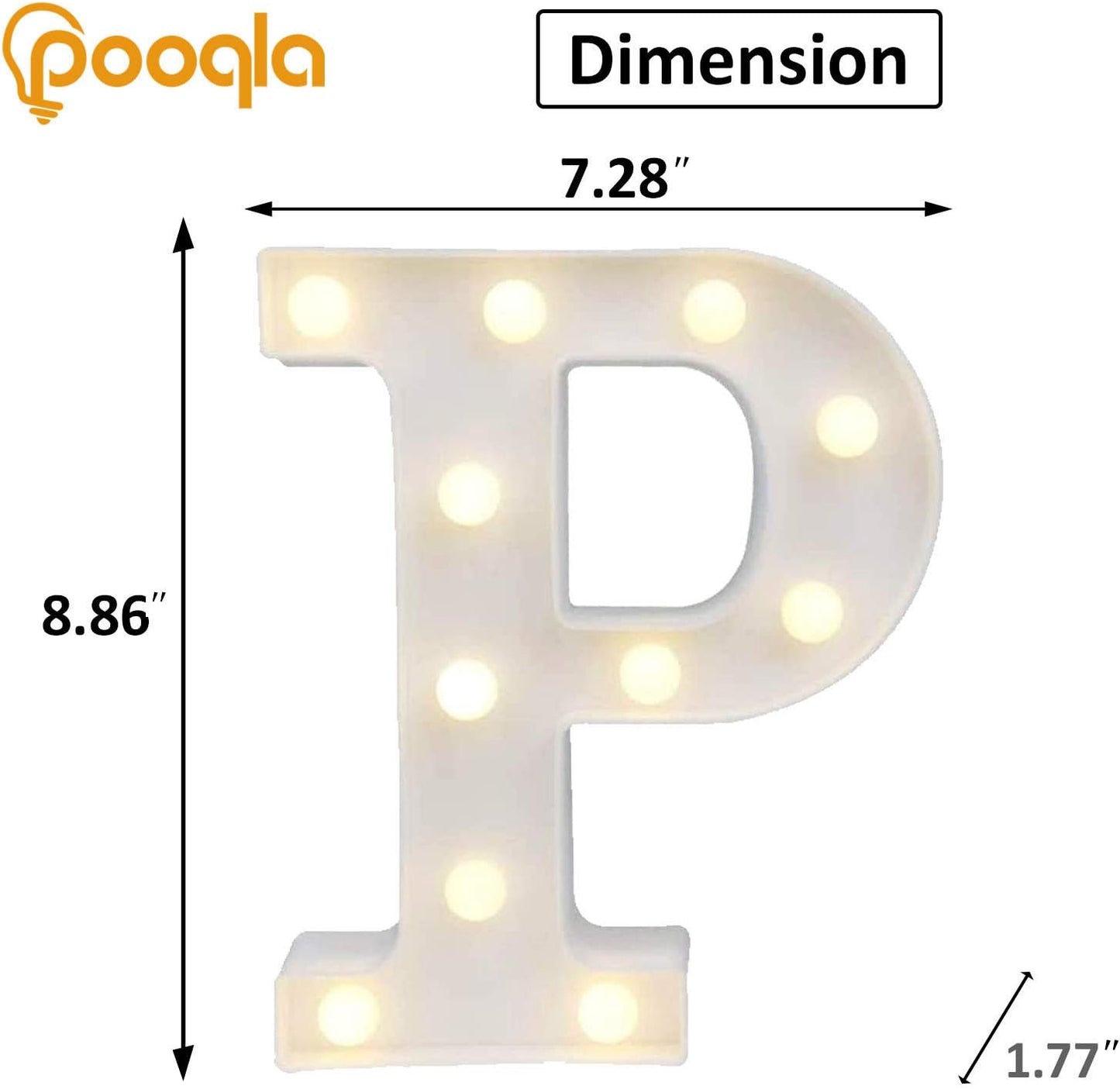 Pooqla LED Marquee Letter Lights Sign, Light Up Alphabet Letter for Home Party Wedding Decoration P