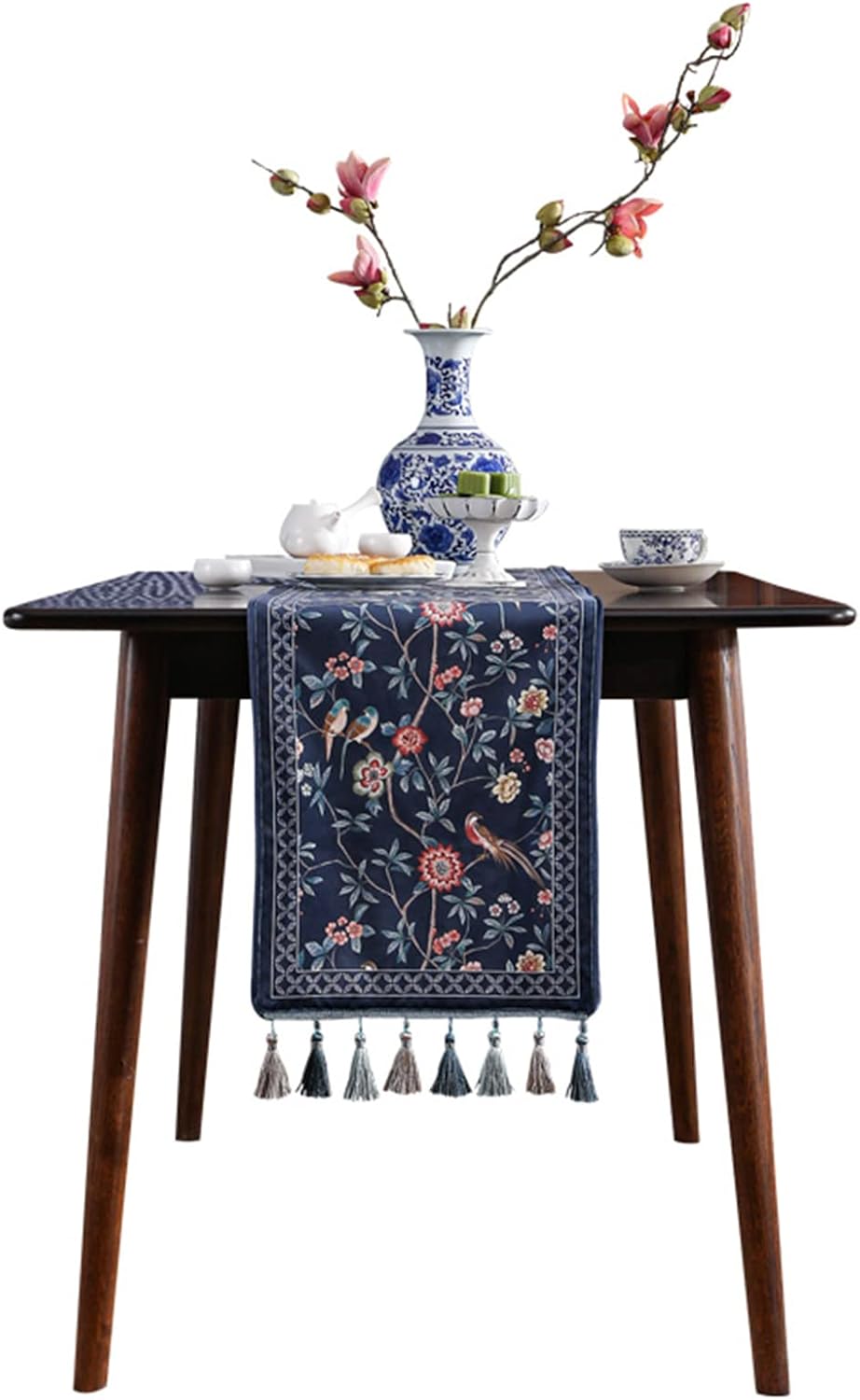 patdrea Vintage Chinoiserie Floral Table Runner Farmhouse for Home Kitchen Dining Decor Parties Family Dinners 12"*71"
