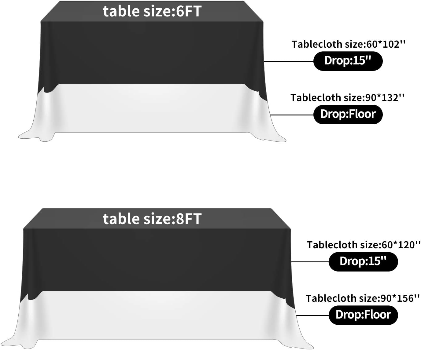 Fokitut 2 Pack Waterproof Rectangle Tablecloth, 60x120 Inch,Stain Resistant and Wrinkle Polyester Table Cloth, Fabric Table Cover for Kitchen Dining, Wedding, Party, Holiday Dinner-Navy