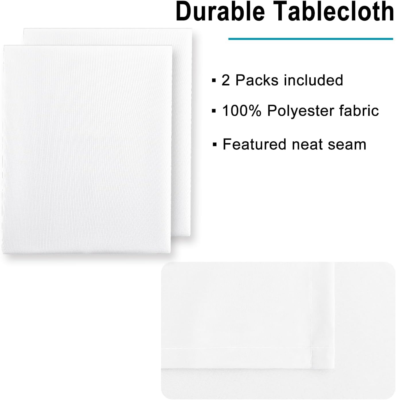 Hiasan 2 Pieces White Square Tablecloth - Waterproof and Spillproof Restaurant Washable Polyester Table Cloth for Dining Room, 30 x 30 Inch