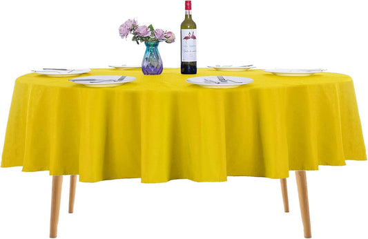 Ascoza 2pack 90 Inch Yellow Round Tablecloth in Washable Polyester Fabric for Wedding/Banquet/Restaurant/Parties