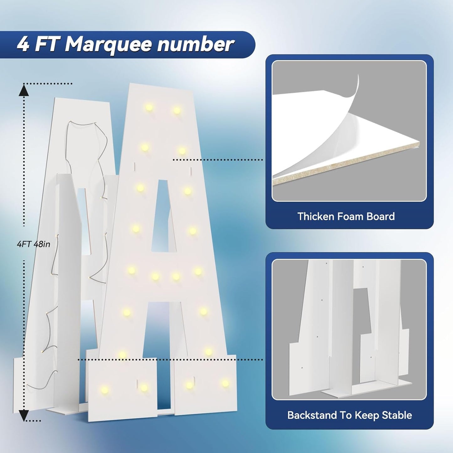 4FT Marquee Light Up Letters - Large Marquee Letters 4 Feet Tall for Birthday Party Decorations, Big Letter for Wedding Event Marry Me Baby Shower Bridal Shower, Letter T