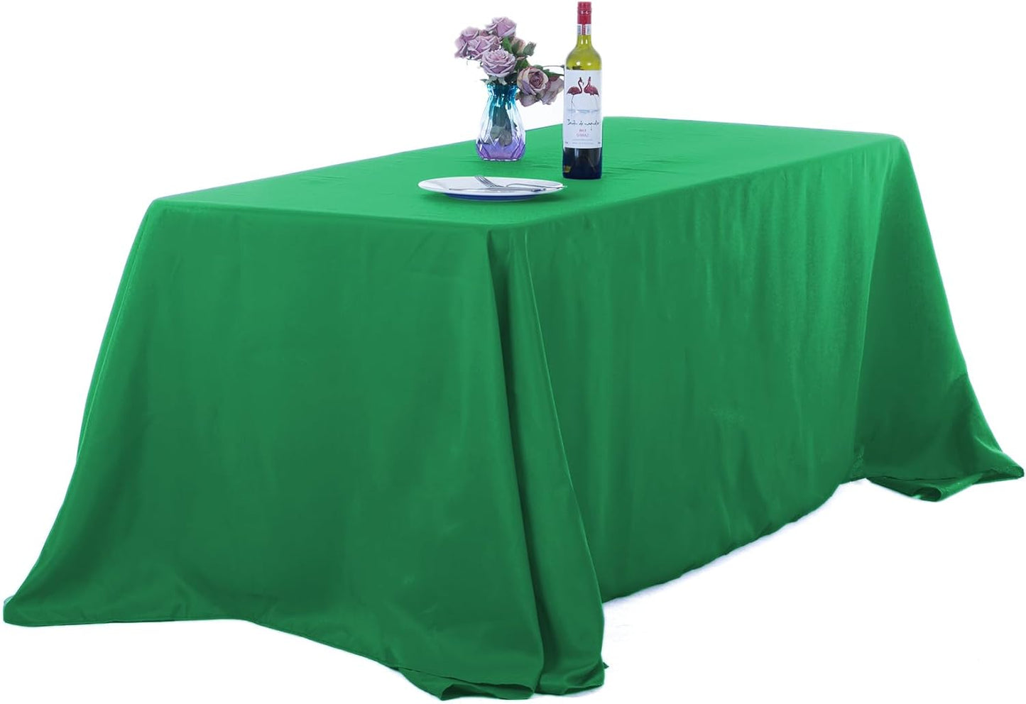 Ascoza 2pack 90x156 Inch Emerald Rectangular Tablecloth 8 Feet Table Cloth in Polyester Fabric for Wedding/Banquet/Restaurant/Parties