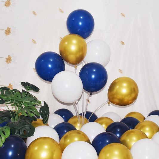 300 Pack Navy Blue Gold and White Balloons 5 Inch Metallic Latex Bulk Small Balloon Arch Garland Kit for Birthday Wedding Bridal Baby Shower Supplies Graduation Party Decorations