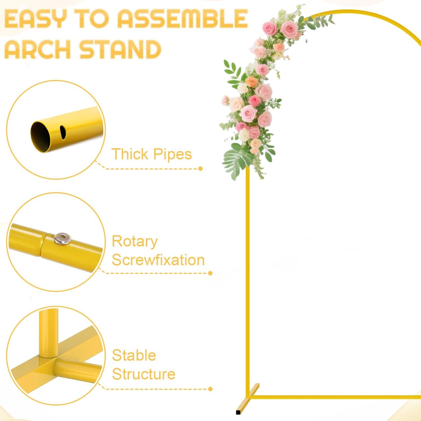 FUHSY 7.2 FT Wedding Arch Backdrop Stand and Navy Blue Arch Cover Set Metal Arch Stand Cover Balloon Party Backdrop Arches with Spandex Covers for Gender Reveal Baby Bridal Shower Birthday Decorations