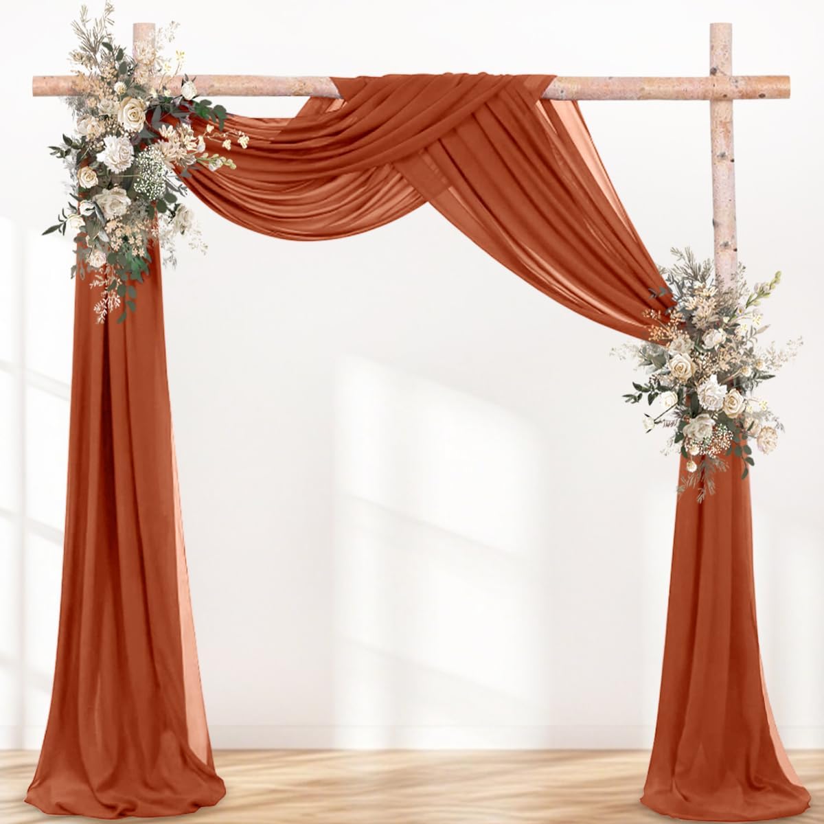 Fall Terracotta Wedding Arch Draping Fabric 1 Panel 29" × 20FT Sheer Drapes Outdoor Curtain for Wedding Ceremony Baby Bridal Shower Arch Ceiling Backdrop Decor