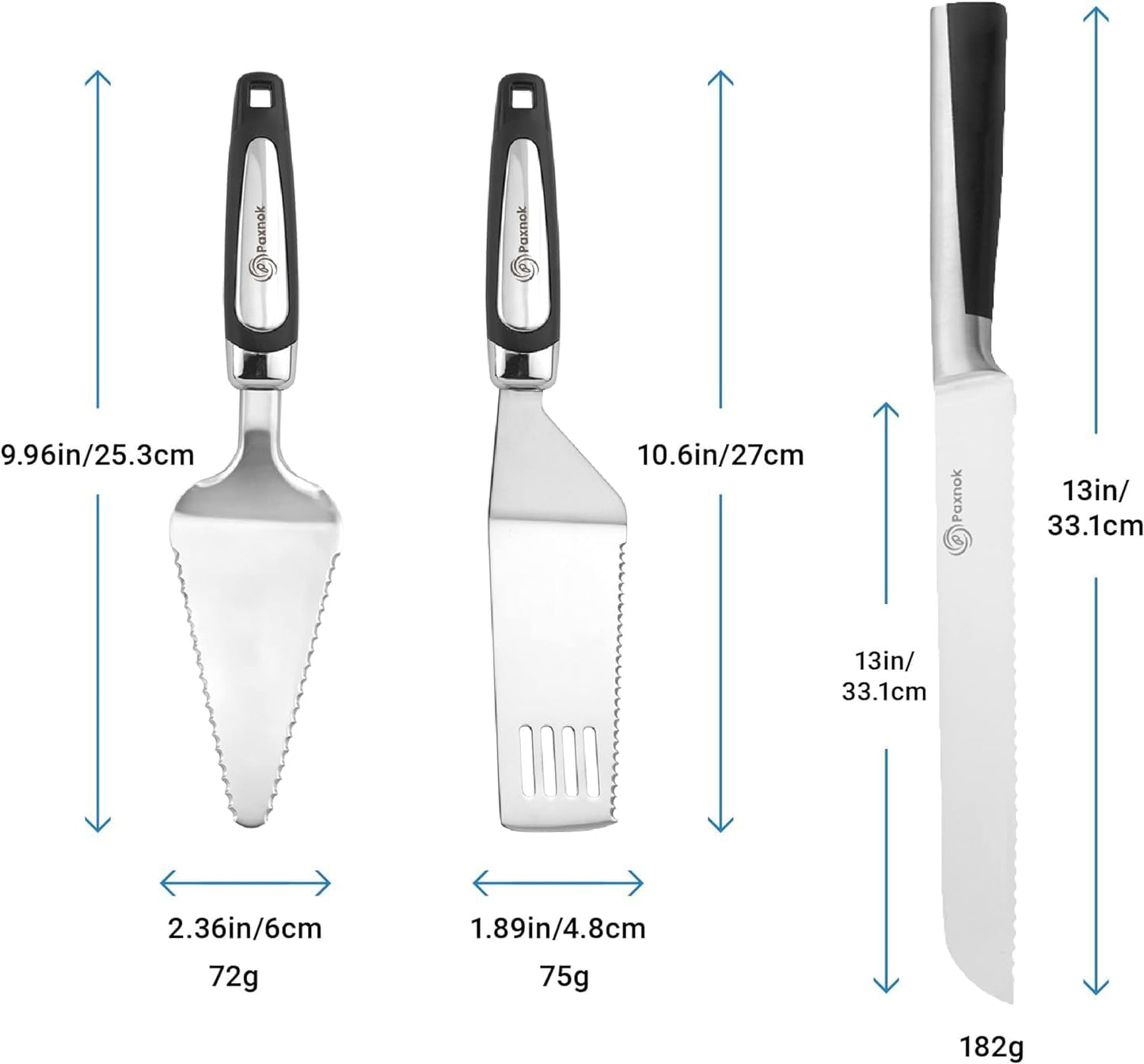 Cake Knife and Pie Server Set with Luxury Gift Box, Kitchen Essentials Cake Cutter Slicer - Serrated on Both Sides, For Right or Left Handed Use, Perfect Kitchen Set and Server for Cakes,Pie, Brownies