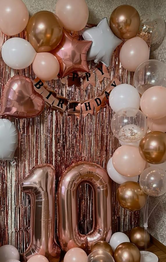 Rose gold 40 Inch 0 Number Balloons, 0 Decorations for 10 20 30 40 50 60 70 80 90 100 Birthday, Rose gold Foil Giant Birthday Graduations Anniversary Party Balloon