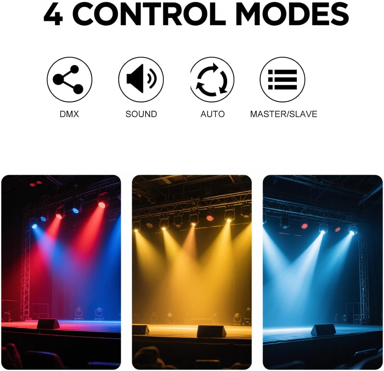 Moving Head DJ Lights for Parties, 16X10W RGBW 4-in-1 Party Light with Strobe Stage Effect Beam Lights Controlled by 18CH DMX-512/Sound Activated for Christmas KTV Wedding