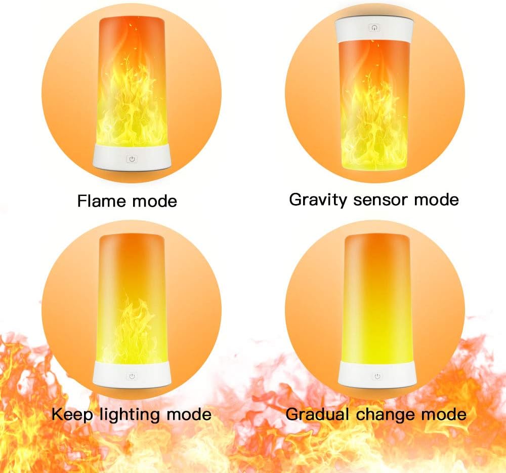 LED Flame Effect Light, Flame Lamp 4 Modes USB Rechargeable Fire Lights Indoor Campfire Outdoor Decorative Lantern Hanging Lamps Fireplace Romantic Light for Home Party Camping Bar