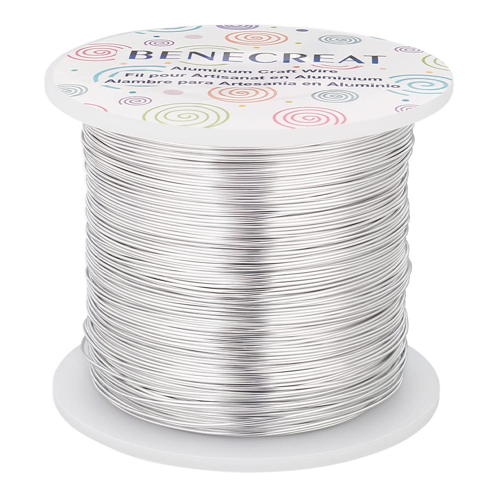 BENECREAT 22 Gauge Silver Aluminum Wire 850FT Decor Jewelry Craft Wire Beading Floral Aluminum Craft Wire for Gem Wrapping, Model Jewelry Making