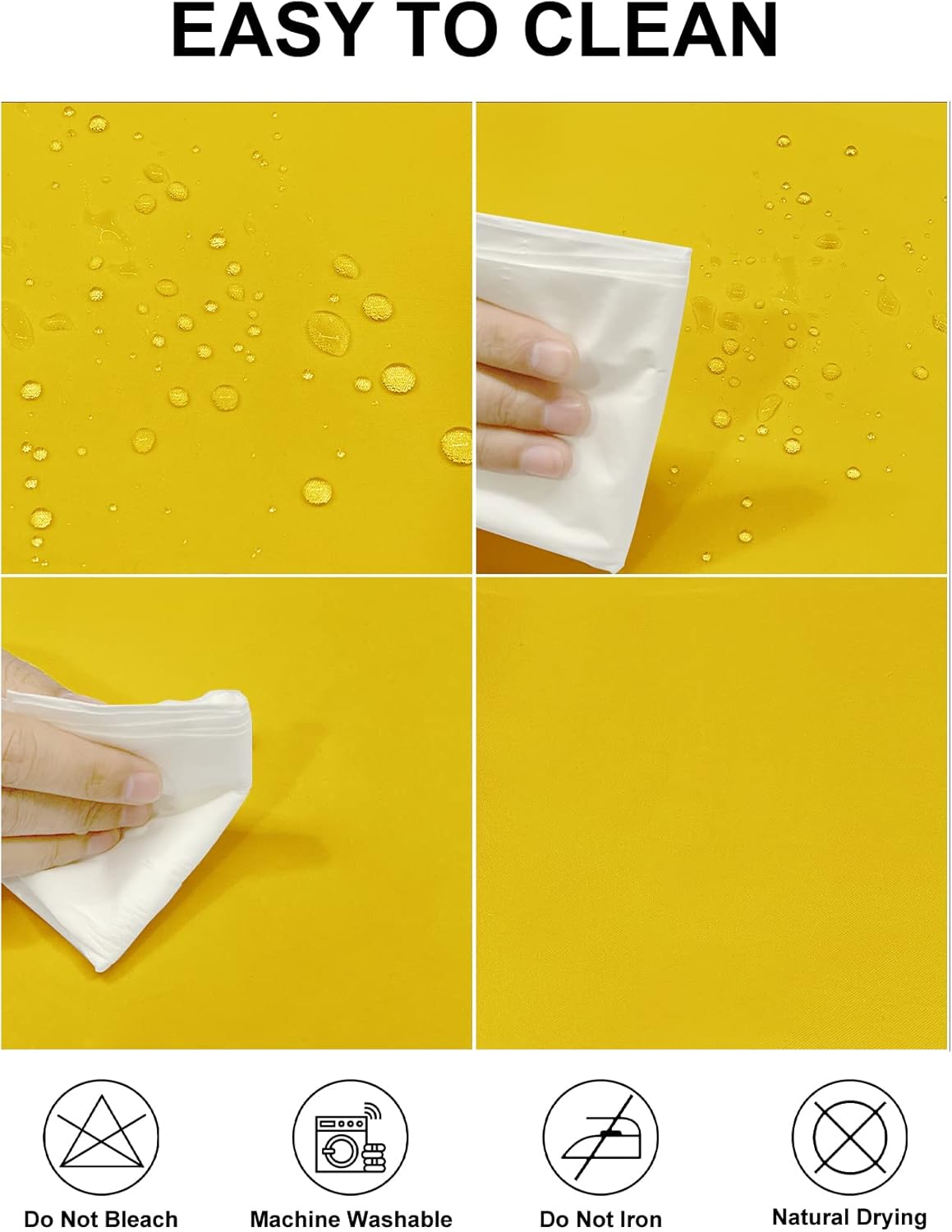 Fokitut 2 Pack Waterproof Square Tablecloth, 52x52 Inch, Stain Resistant and Wrinkle Polyester Table Cloth, Fabric Table Cover for Kitchen Dining, Wedding, Party, Holiday Dinner-Yellow