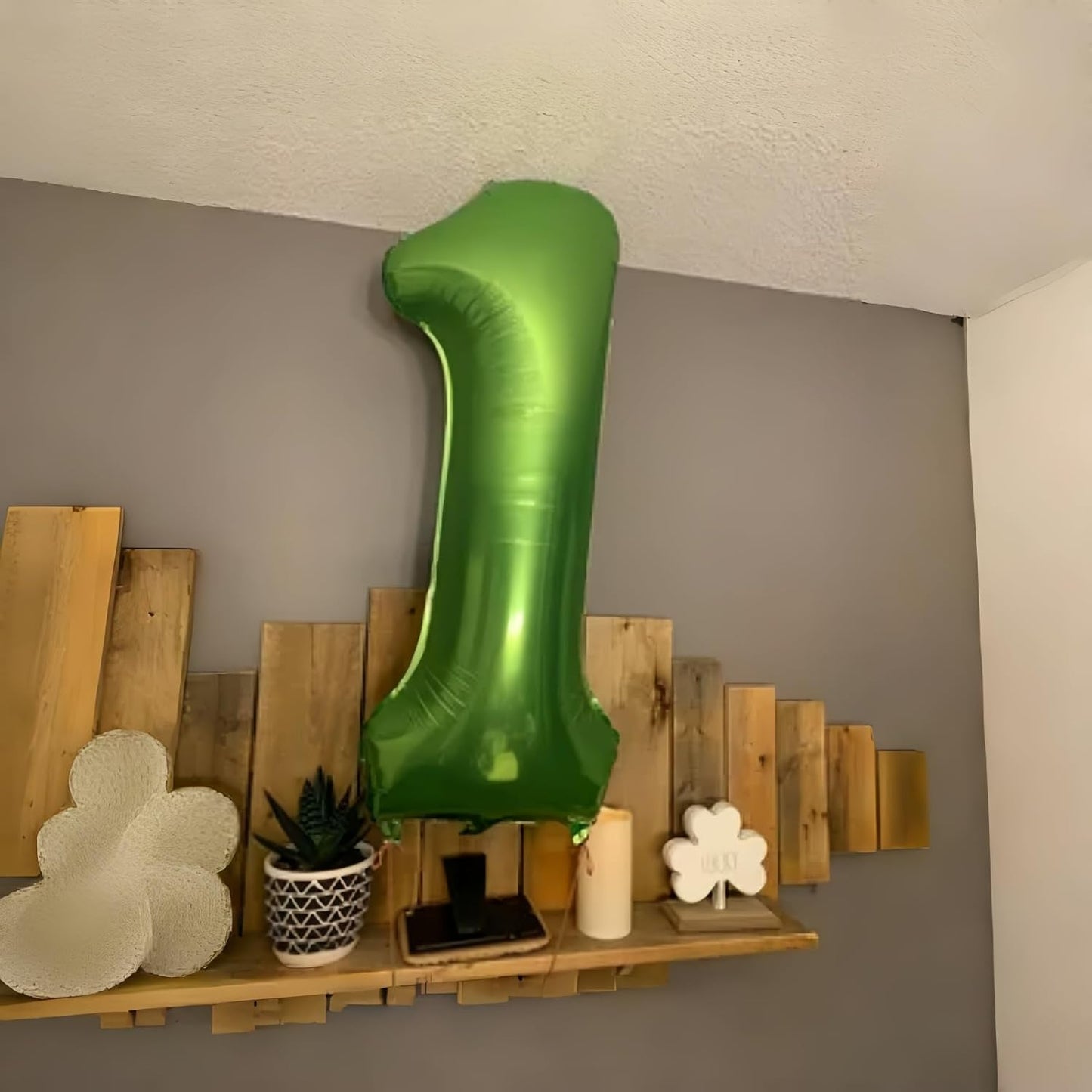 40'' Green Number 7 Balloons, Giant Self Inflating Foil Number Balloons Set 0-9, Large Digital 7 Helium Balloon for Girls Boys 7th Jungle Birthday Party Decorations Anniversary Photo Shoot Supplies