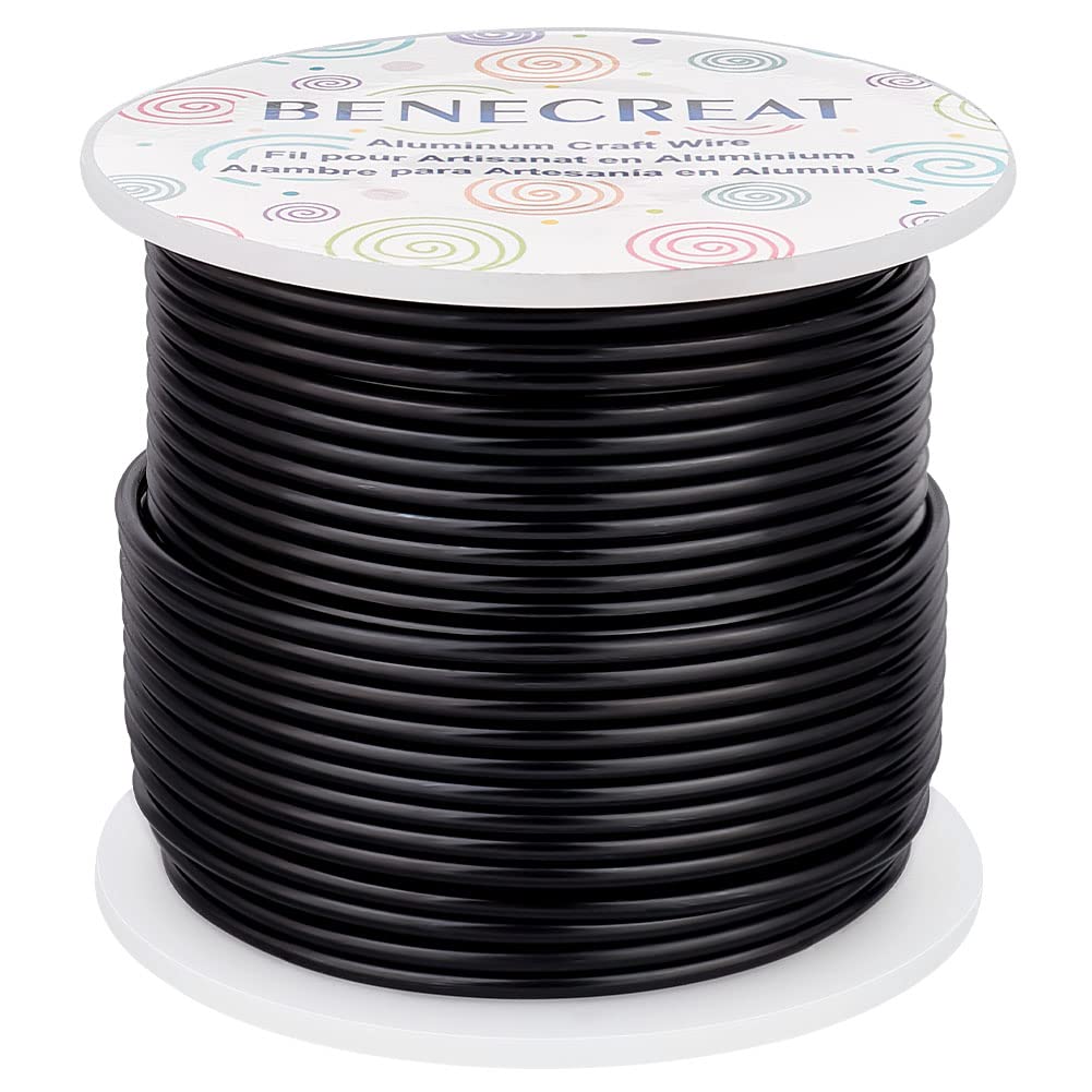 BENECREAT 12 17 18 Gauge Aluminum Craft Wire (12 Gauge,100FT) Anodized Jewelry Making Beading Floral Black Aluminum Craft Wire for Plant Gardening, Sculpting Model Making