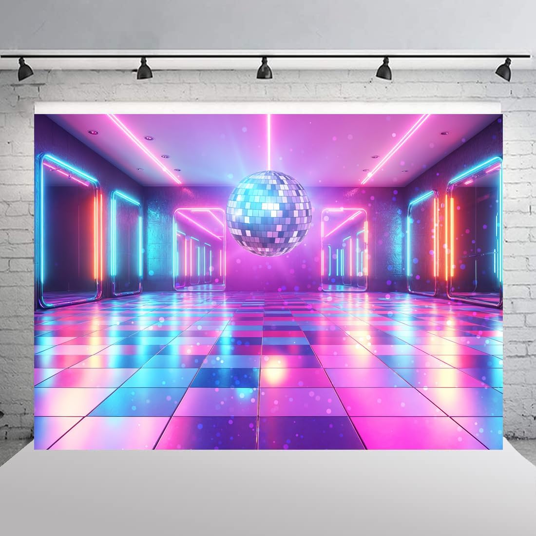 Disco Decorations Backdrop, Retro Glow Party 70s 80s 90s Theme Stage Dance Background Disco Party Decoration, Polyester Banner PartyBackdrop for Birthday Prom Portrait Photo Props 20x10FT