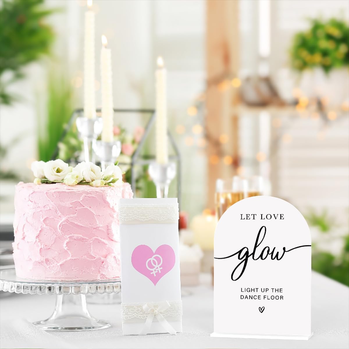 Acrylic Wedding Sign Let Love Glow Sign for Wedding Wedding Signs for Ceremony Modern Calligraphy Arch Acrylic Table Top Sign for Wedding Reception and Event Party Table(white）