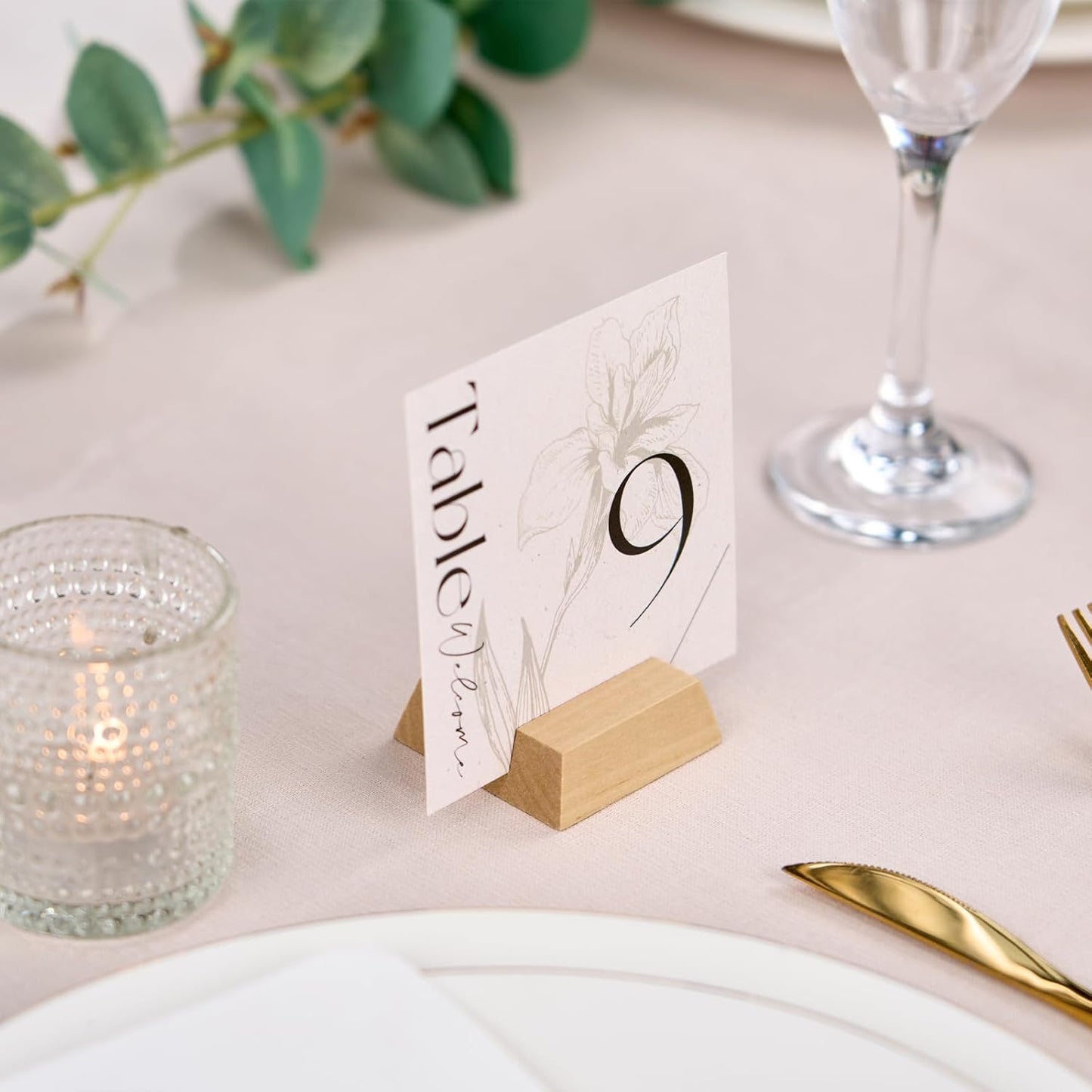 UNIQOOO Elegant Birch Wood Stand |1.2mm Slot, for Wedding Table Number Cardstock, Place Card Holder, Photo Display Stand, Small | for Event Decor, Retail Shop, Cafe Restaurant Menu, Business Card, Name Tag, 12 Pack