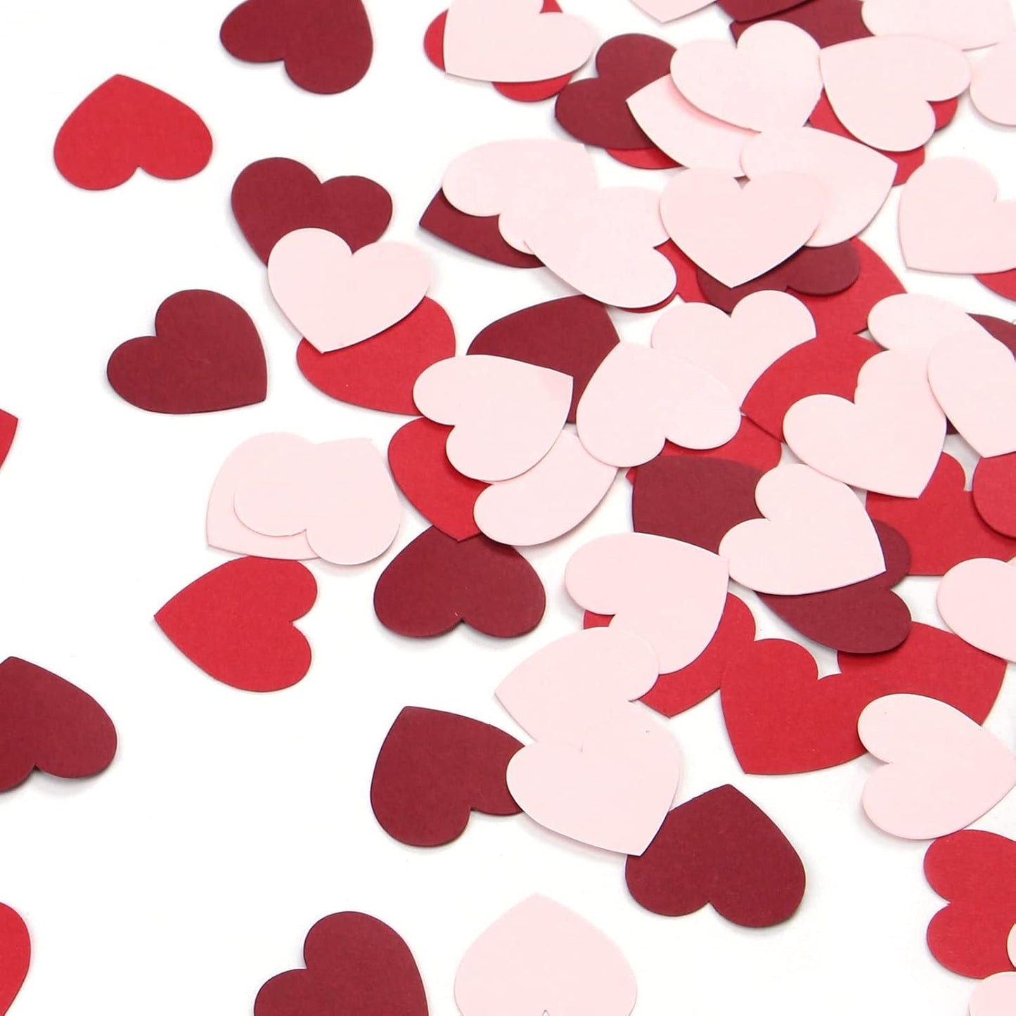 Pink Red Burgundy 300Pcs Paper Heart Confetti Table Decorations Engagement Mother's Day Wedding Anniversary Romantic Bridal Shower Birthday Party Valentine Galentines Day Decor HongTongTong